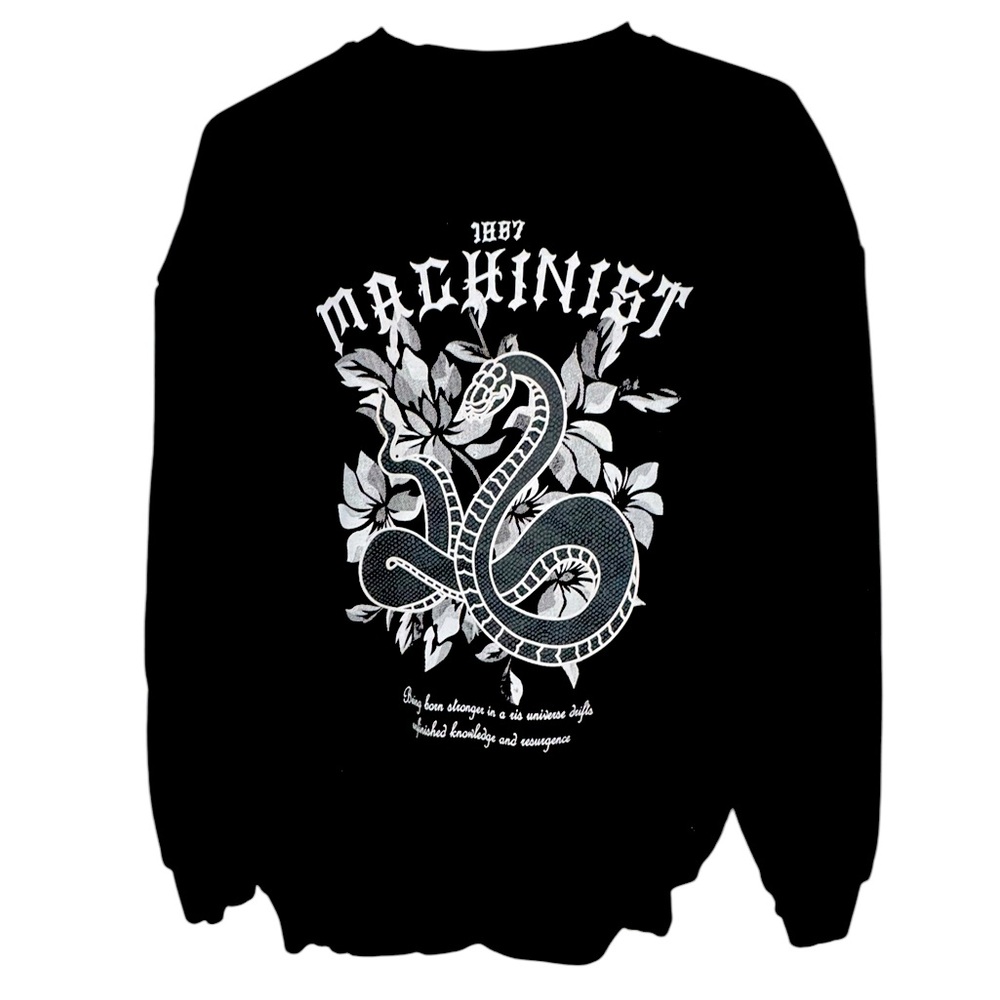 Machinist Zara High End Men’s L Crew Neck Black Graphic Sweatshirt MINTY RARE